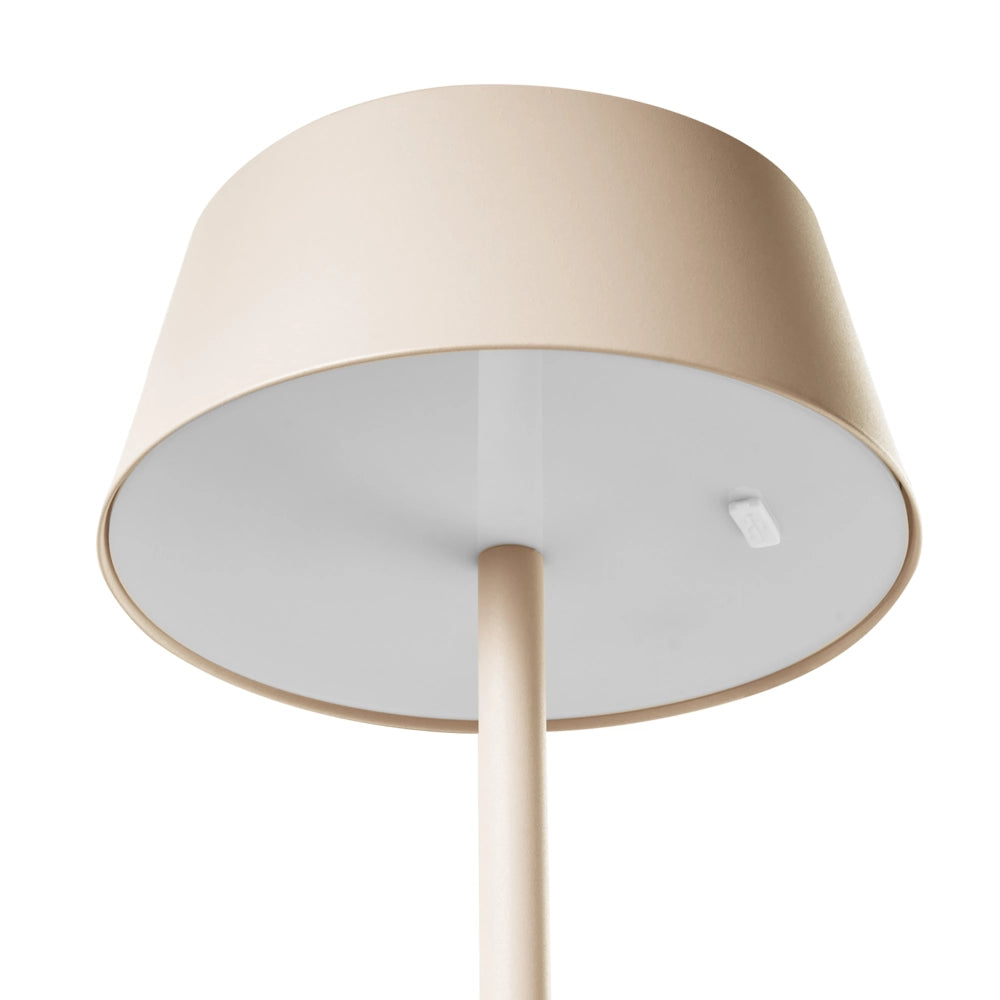 Lampada da tavolo wireless beige in metallo da interno ed esterno con porta USB C ricaricabile
