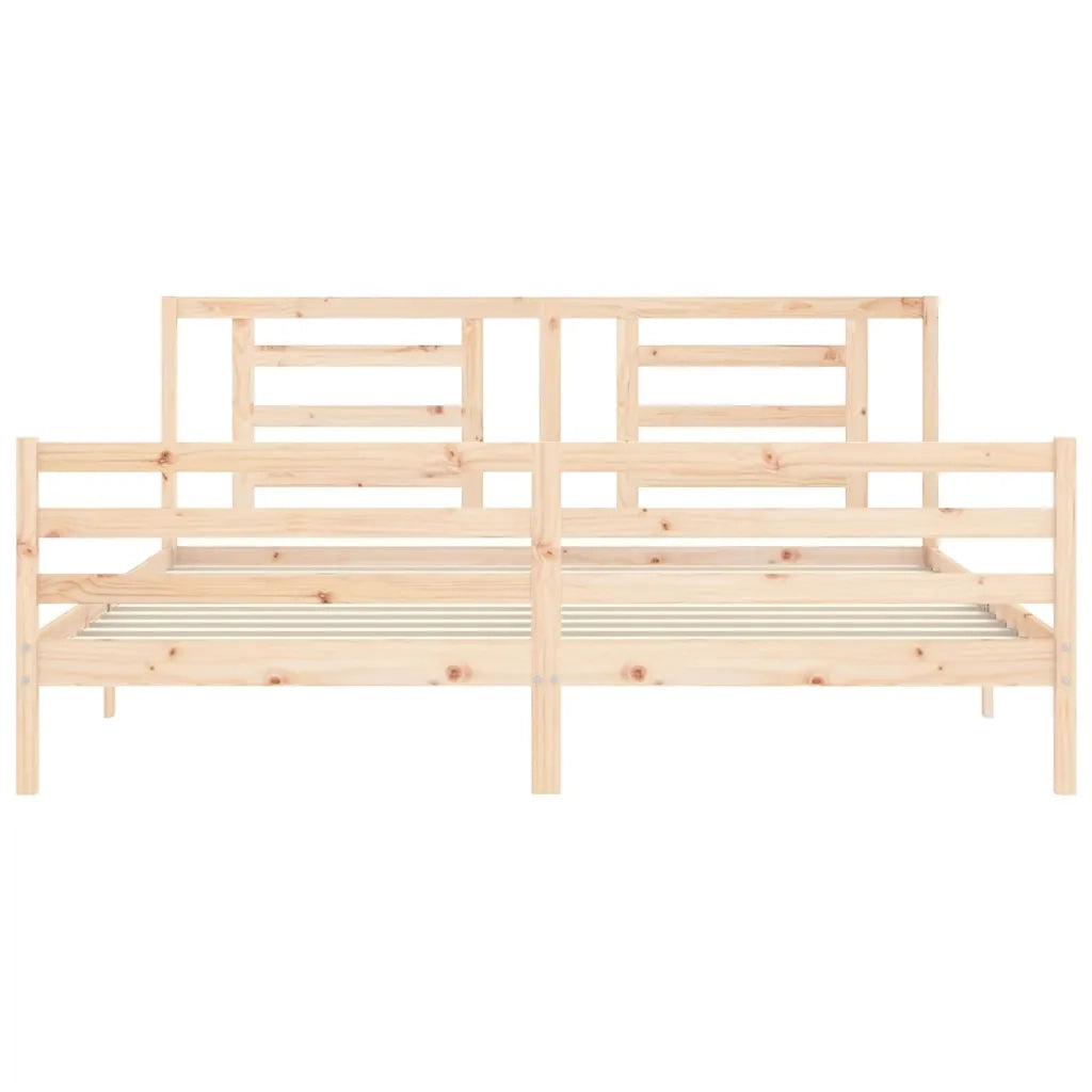 Giroletto con Testiera-Struttura Letto con testiera 200x200 cm in Legno Massello 450633