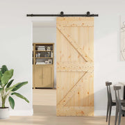 Porta scorrevole NARVIK 80 x 210 cm (152,5 cm) Naturale e Nero 3445218