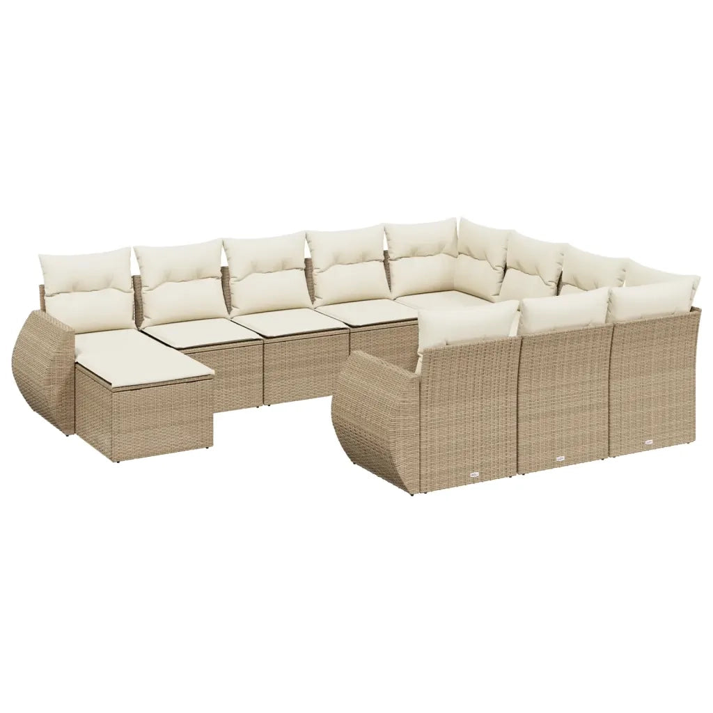 Set Divani da Giardino 11 pz con Cuscini Beige in Polyrattan 3257521