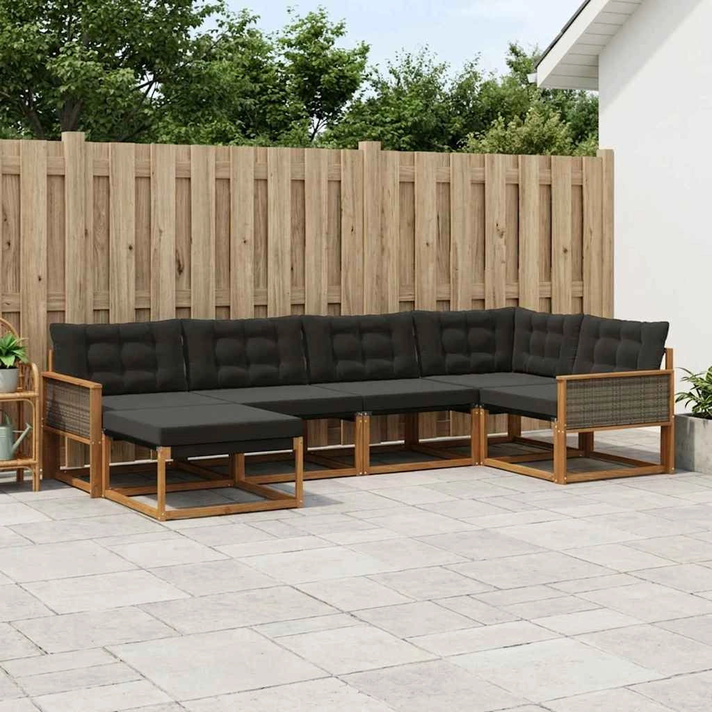 Set di divani da esterno 6 pz Naturale e Nero 3381532
