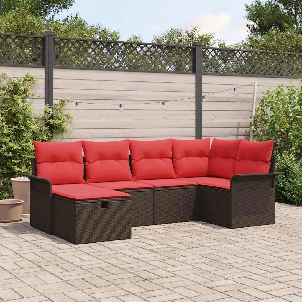 Set Divano da Giardino con cuscino 6 pcs Poly Rattan
