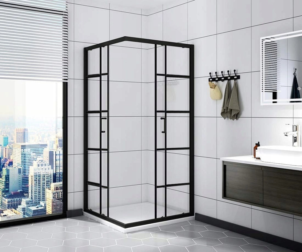 Cabina Quadrata Calani Black Delta 90x90
