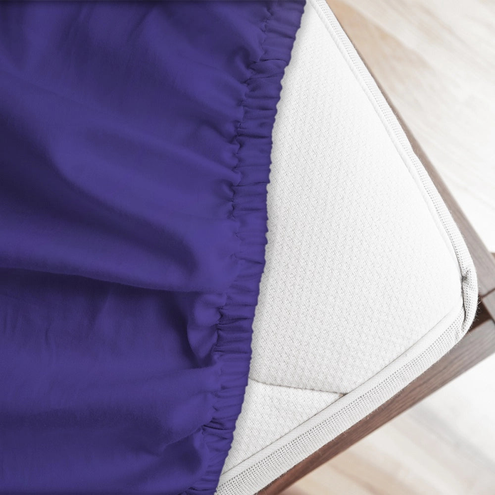 Lenzuolo letto sotto con angoli 100% puro cotone Made in Italy tinta unita Prugna - 1 Piazza maxi