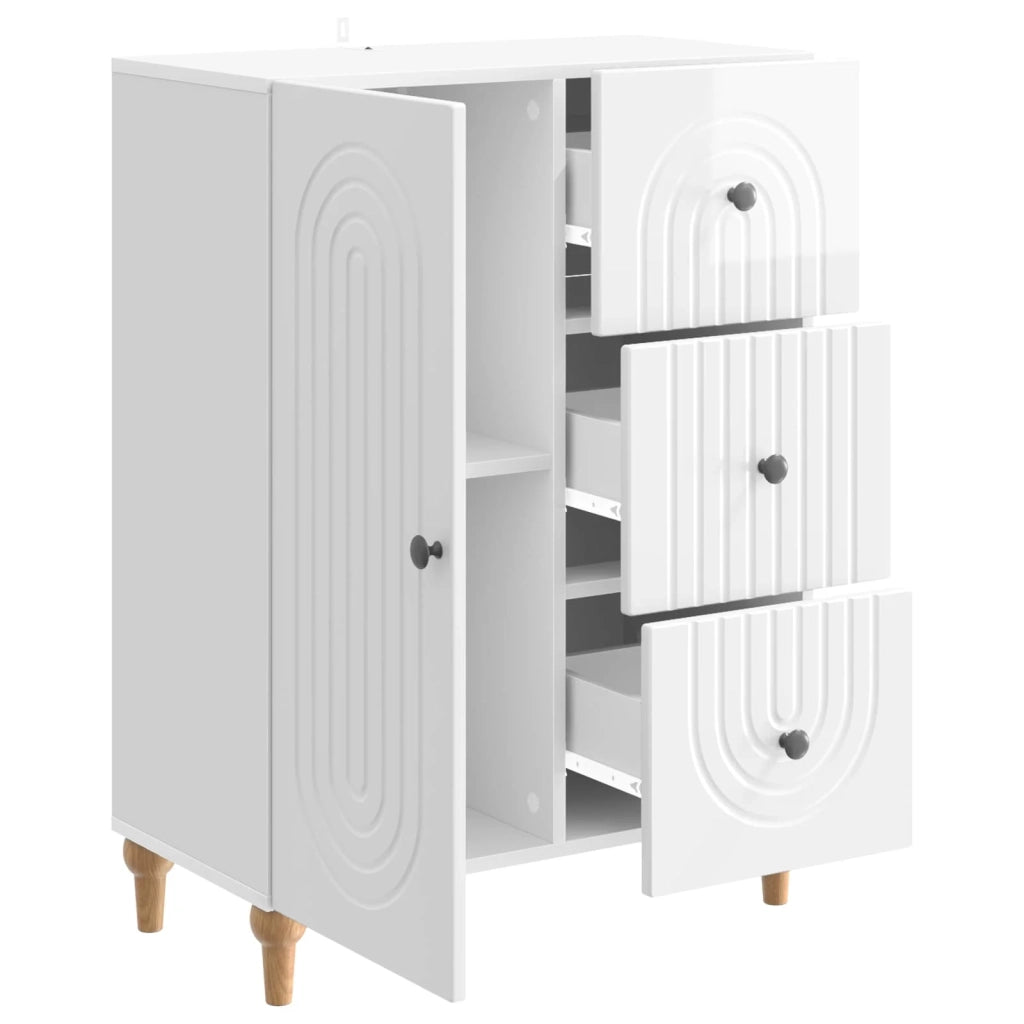 Credenza Bianco Lucido 66 x 34,5 x 90 cm Legno ingegnerizzato