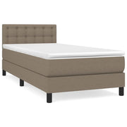Letto singolo | Letto per adulti | Giroletto a Molle con Materasso Tortora 90x190 cm in Tessuto