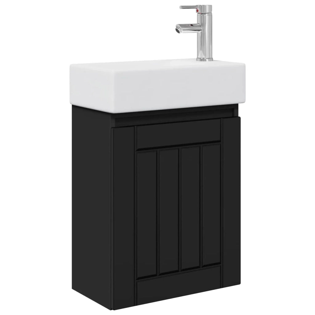 Mobile bagno con rubinetto Nero 45,5 x 25,5 x 84 cm
