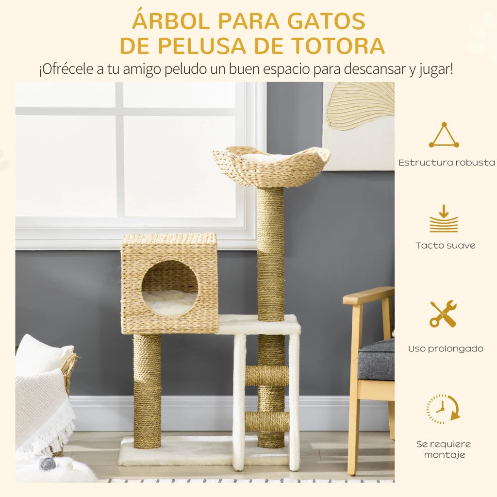 Albero tiragraffi per gatti con cuscino e letto ¨C zephmum ¨C 100.5x40x40 cm