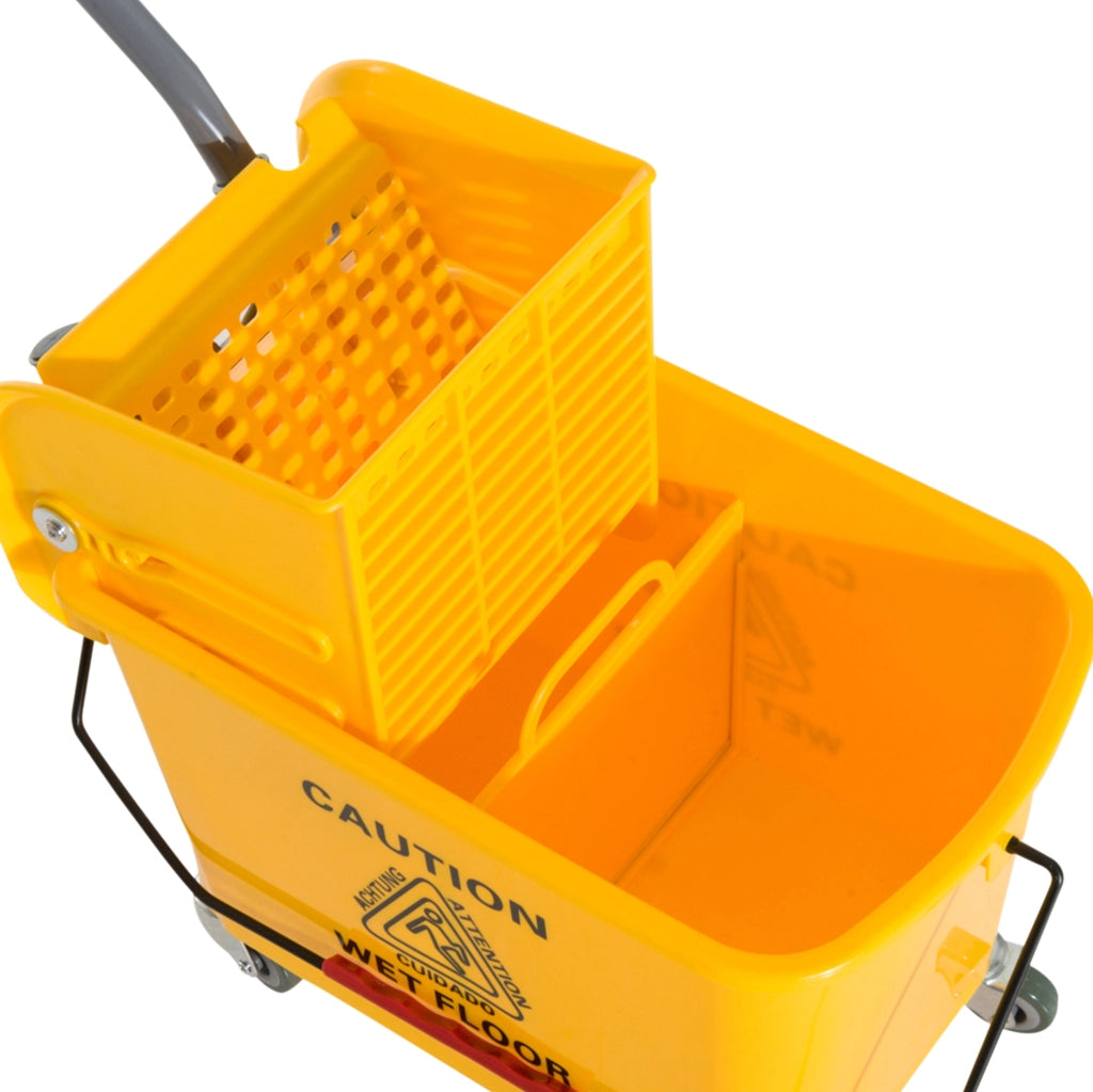 Secchio lavapavimenti ULEVR 20 L con strizzatore, 2 scomparti e 4 ruote, giallo