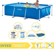 Piscina a forma rettangolare - Piscina da montare - 260x160x65 cm - Incluso Copertura, Kit di manutenzione, Pompaggio, Filtro, Copertura del fondo e Kit di manutenzione