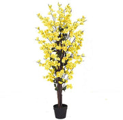 Albero in fioritura realistico, 120 cm, giallo