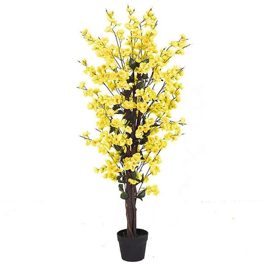 Albero in fioritura realistico, 120 cm, giallo