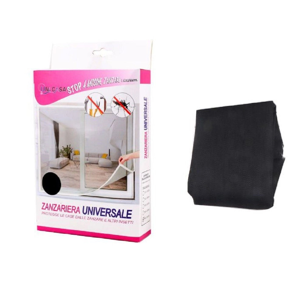 Trade Shop - Zanzariera Universale Finestra Nera Adesiva Con Velcro 150 X 250cm Insetti 12924 -