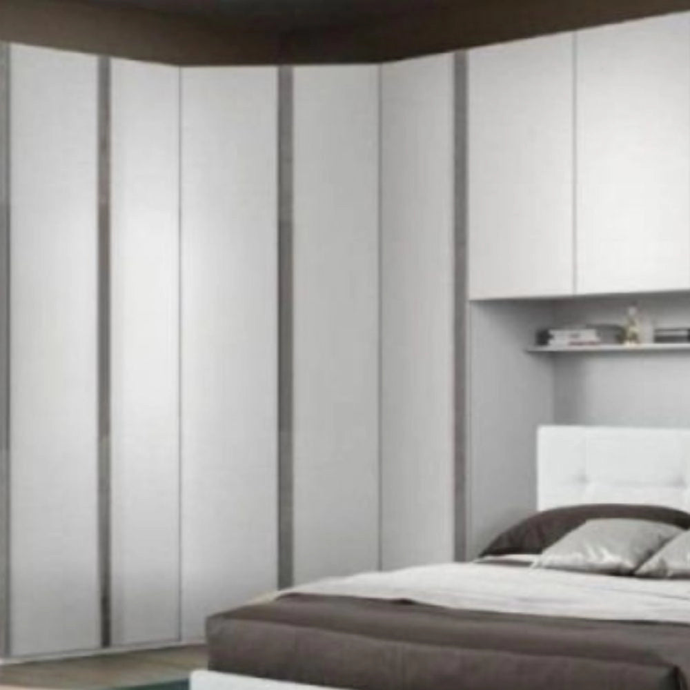 Cabina armadio angolare 2 ante Ettore 112x112x236 colore bianco frassinato