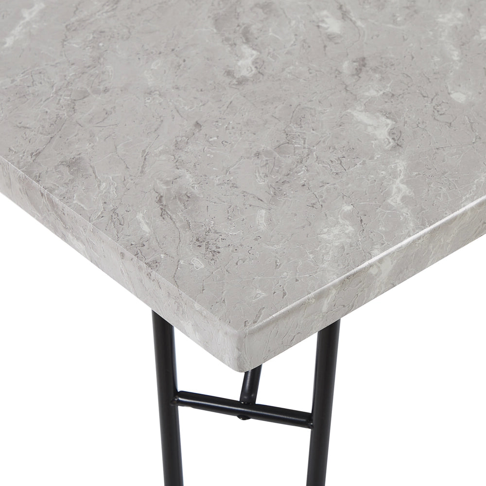 Set da pranzo Top impiallacciato marmo grigio e Nero 2 panche 4 posti industriale