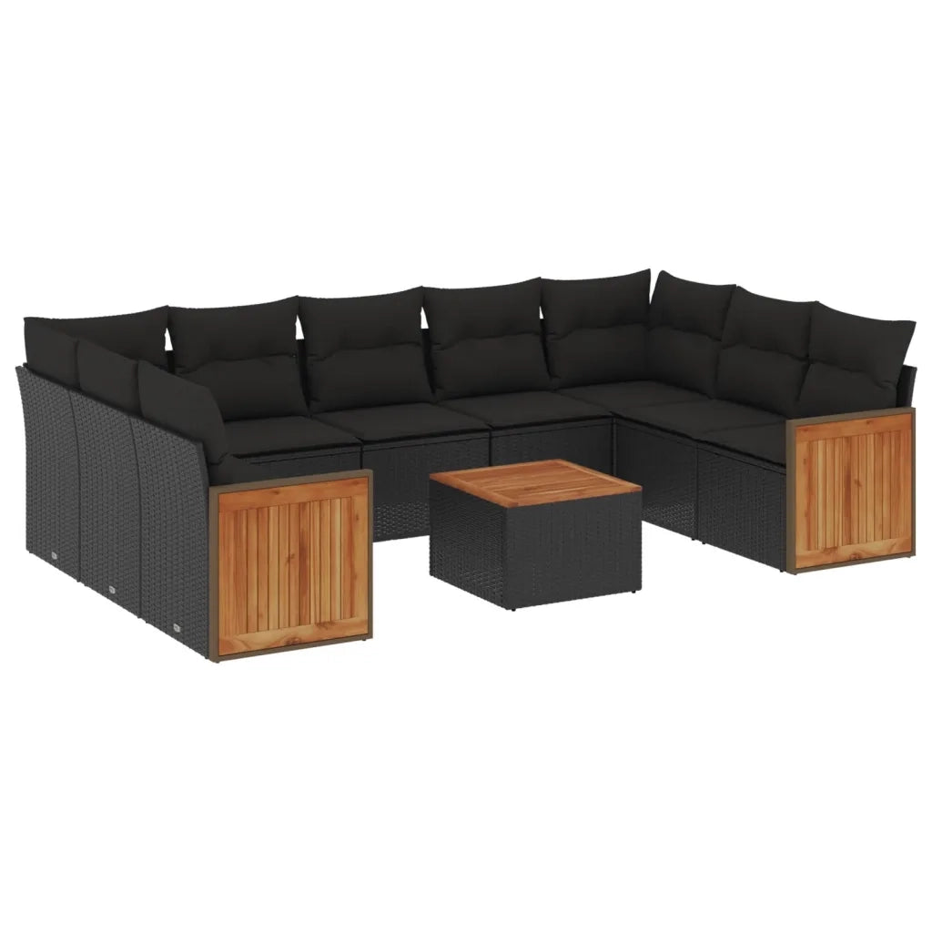 Set Divani da Giardino 10pz con Cuscini in Polyrattan Nerocod mxl 90156