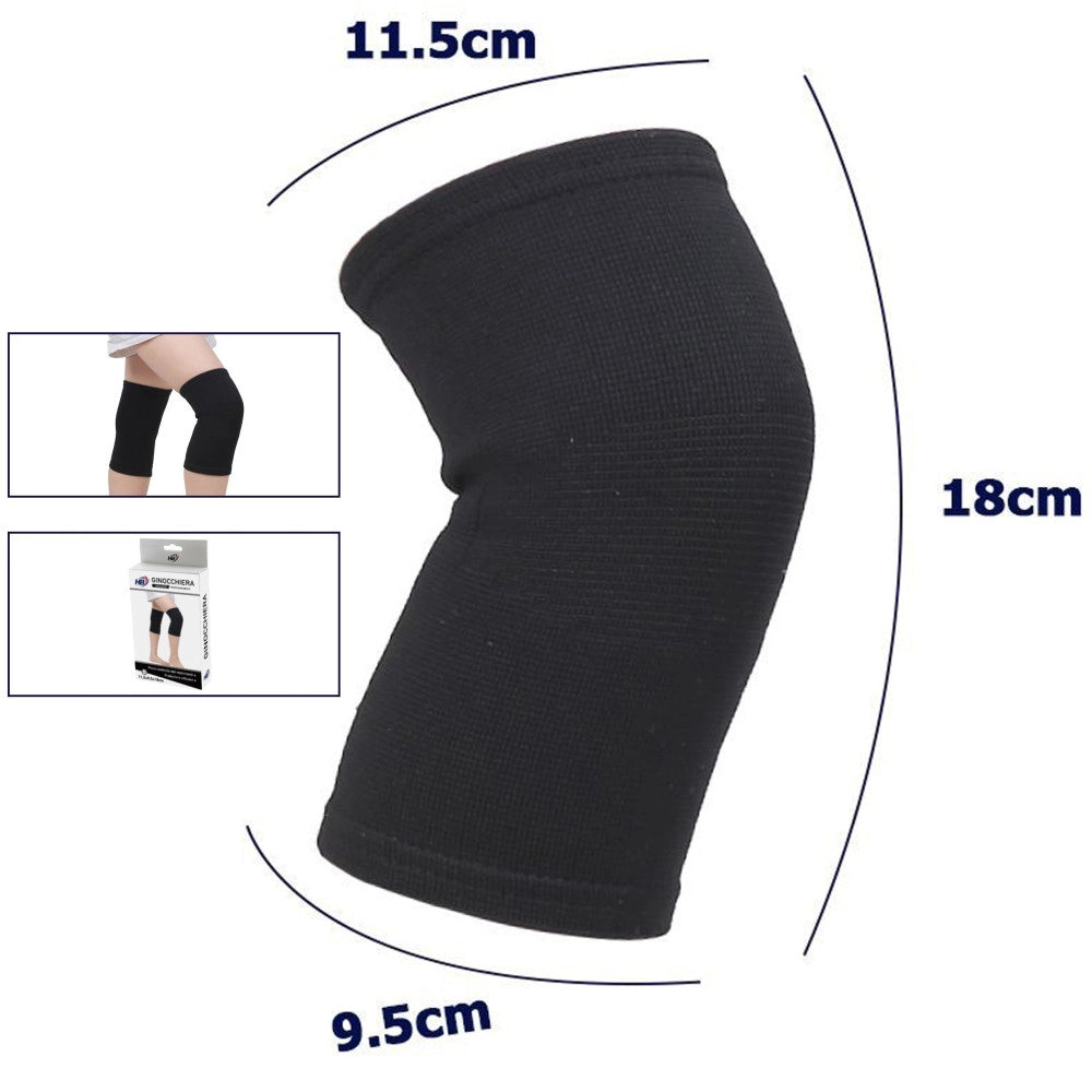 Trade Shop - Coppia Ginocchiere Fascia Elastica Anallergica Lavabile Per Bambini Nero Tg. S -