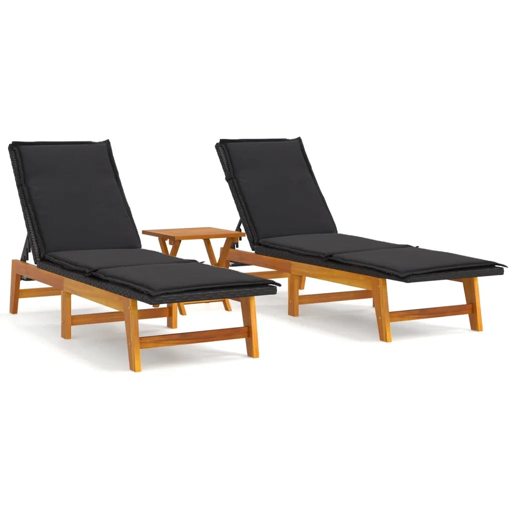Set Mobili da Giardino 3 pz Polyrattan e Legno Massello Acacia CFW7150183