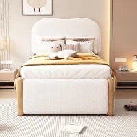 Letto imbottito 90x200 cm con letto estraibile, senza materasso, Bianco