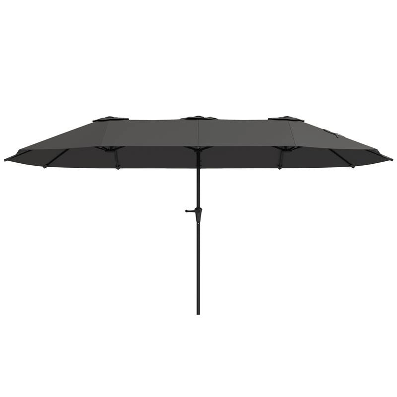 OMBRELLONE DOPPIO CON PRESE D'ARIA E MANOVELLA IN METALLO E POLIESTERE 4X2.2X2.34 M NERO E GRIGIO SCURO