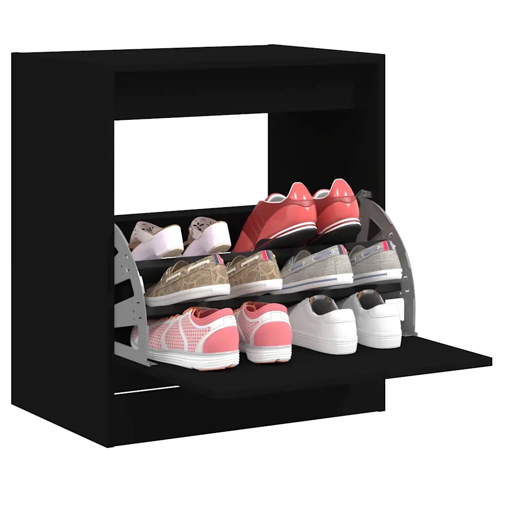Scarpiera | Mobile per scarpe Nera 60x42x69 cm in Legno Multistrato