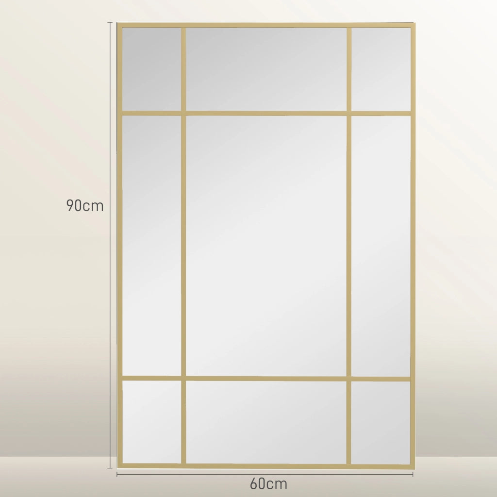 Specchio da parete a vetrata rettangolare ¨C zephmum ¨C metallo dorato 90x60 cm