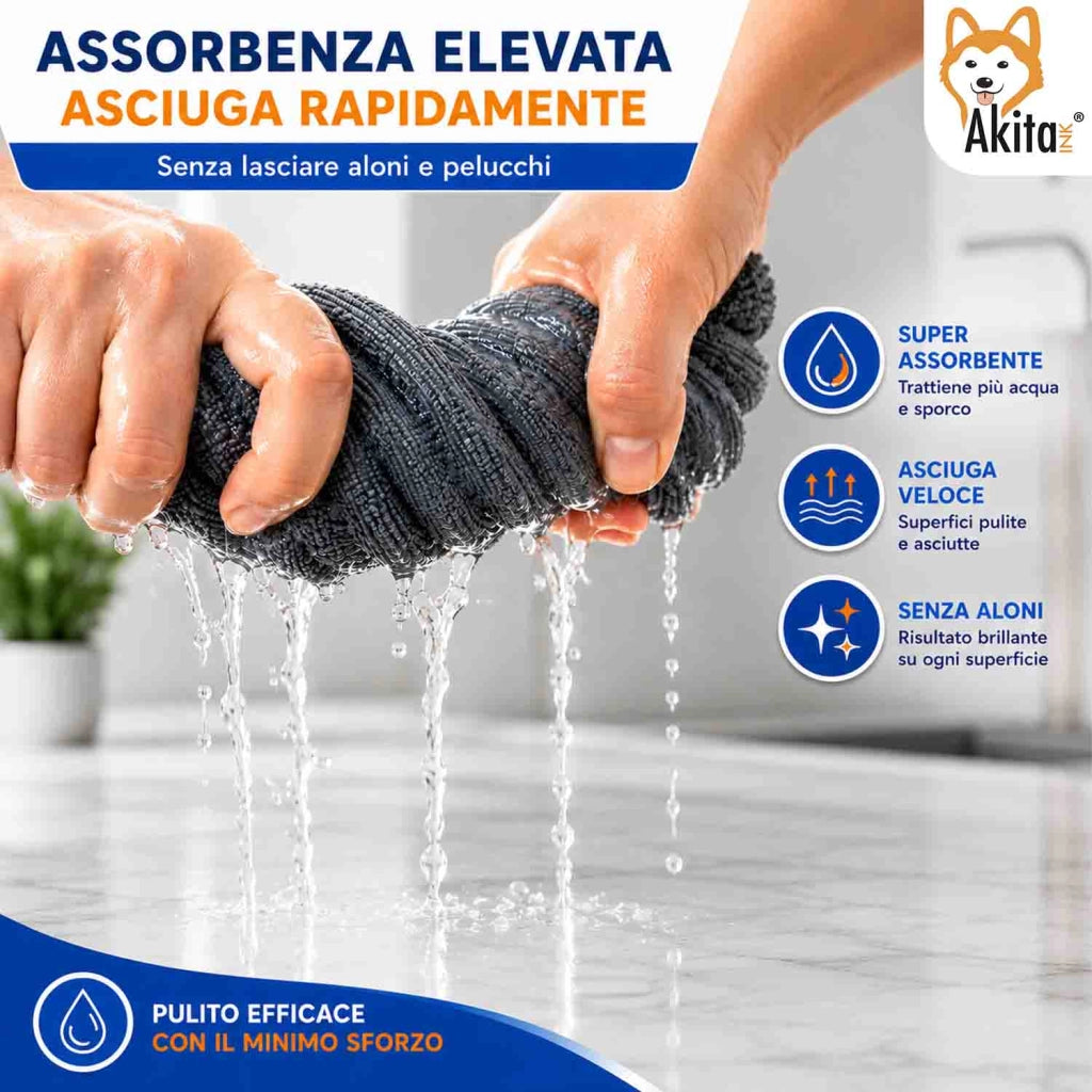 Akitaink Set 50 Panni in Microfibra Multiuso 30x30 cm