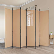 Divisore per Stanza | Paravento | Divisorio Ambienti a 6 Pannelli Beige 300 x 200 cm Tessuto