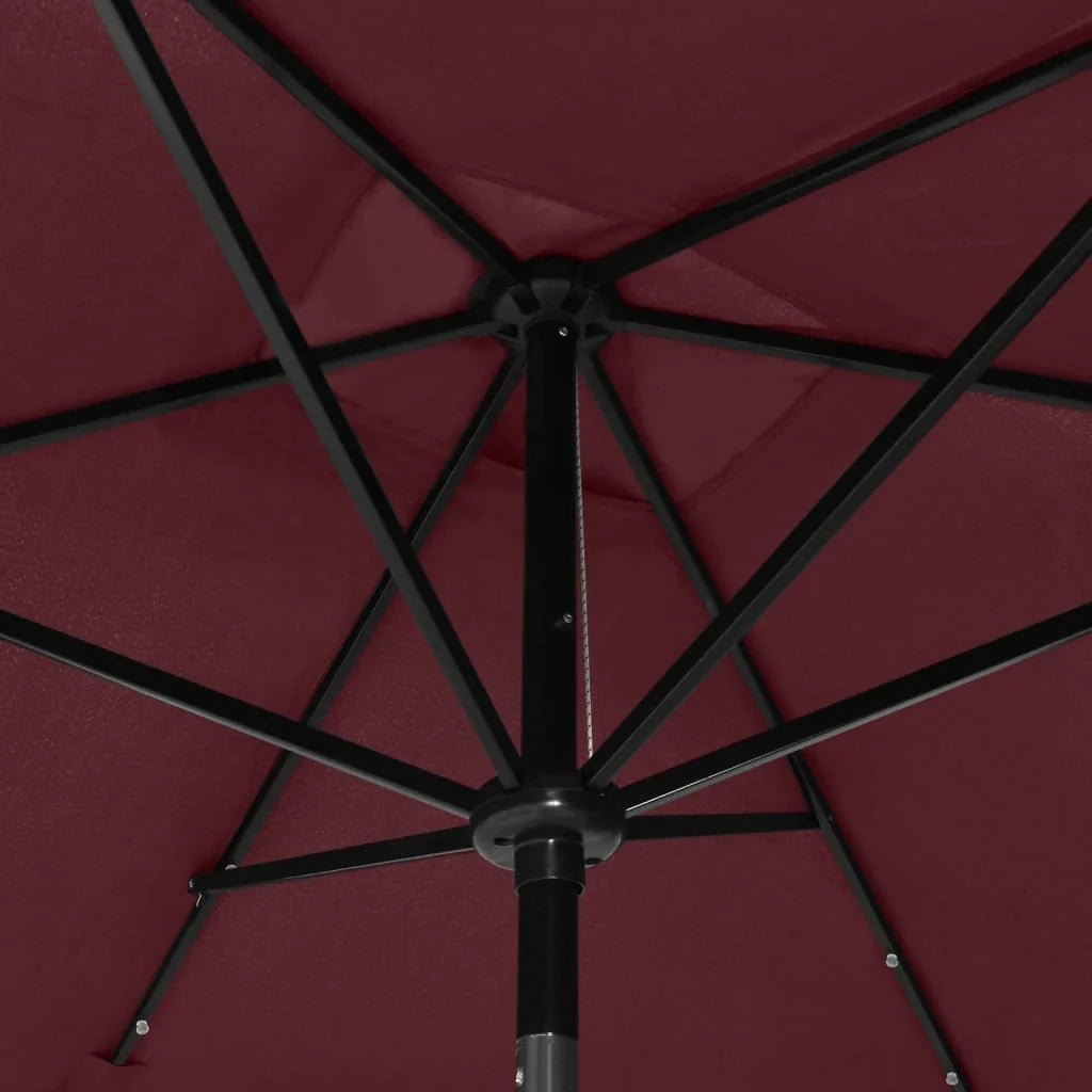 Ombrellone con LED e palo in acciaio 2 x 3 m rosso bordeaux 02_0008069