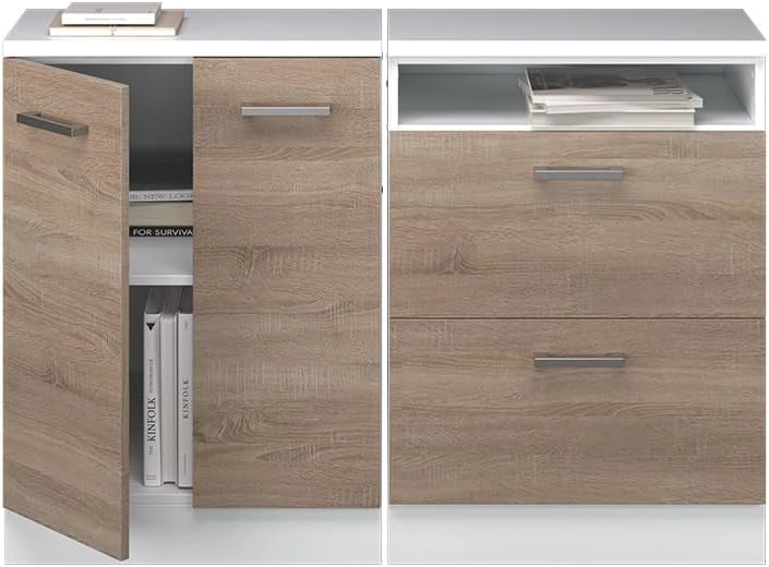 Set di mobili sottotetto Rion, Sonoma, 120 cm Set di 2 carcasse armadio profondità 60 cm, adatto per il salvaspazio sotto tetti spioventi
