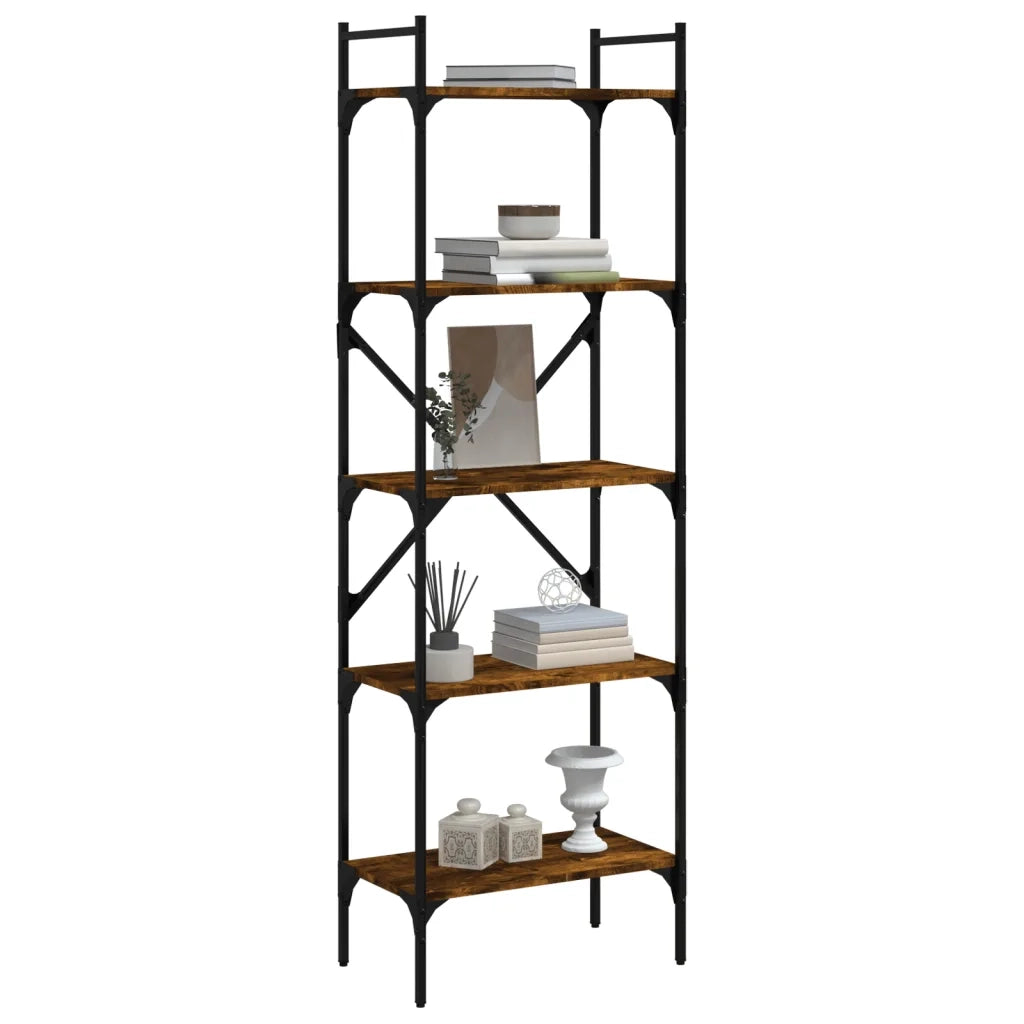 Libreria Rovere Fumo 5 Ripiani 56x31,5x174 cm Legno Multistrato 833345