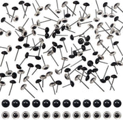 Occhiali di Sicurezza 100 pezzi - Materiale: Vetro/Metallo - Diametro 6 mm - Translucido/Nero - Per Accessori Plush/Attività Creativa - Superficie Liscia - Occhiali di Sicurezza per Bambola