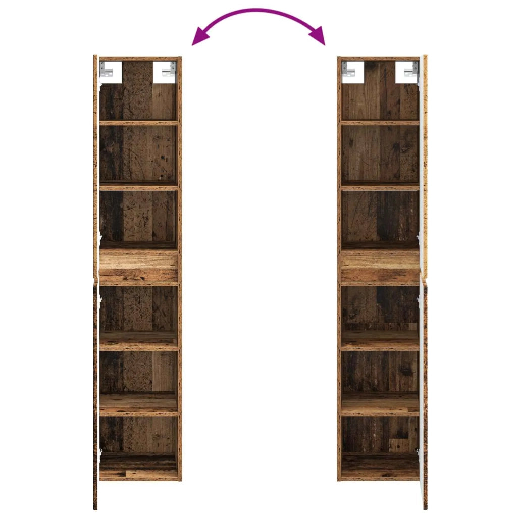 Mobiletto da Bagno a Muro Legno antico 33 x 34,5 x 160 cm