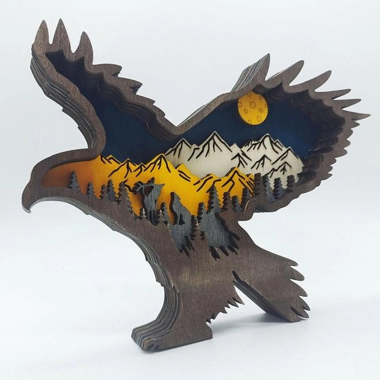 Decorazione 3D di animali in legno per snodi e ornamenti, multistrato legno sintetico, bos d'animali, grava e plancia per decorare la casa, ufficio, desktop, Natale e Capodanno. (Aquila)