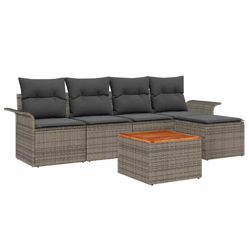 Set Divano da Giardino 6 pcs Grigio polyrattan