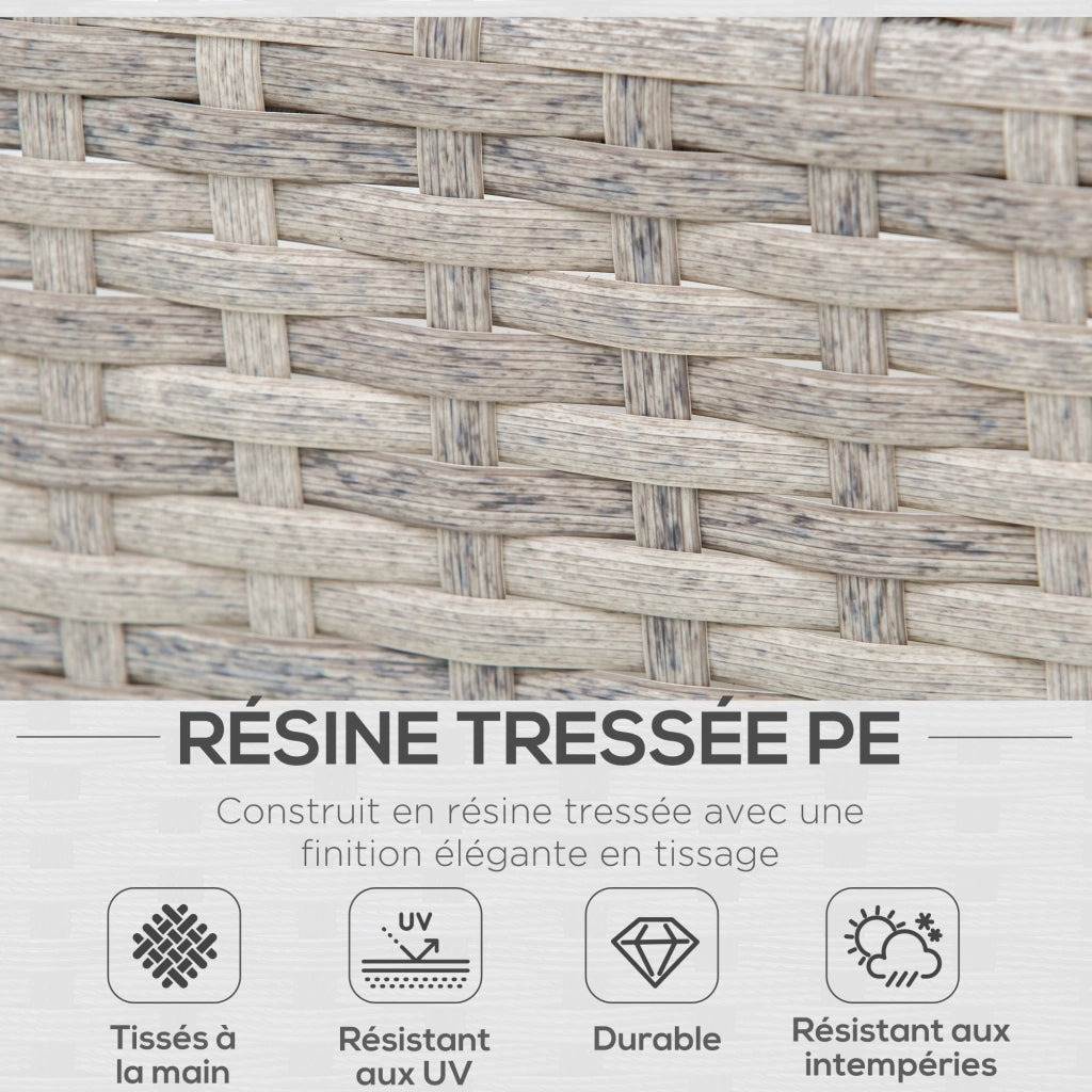 Divano da giardino angolare 5 posti con tavolino ¨C zephmum ¨C grigio, polyrattan, tessuto
