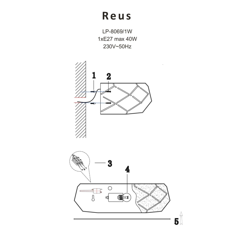 Applique da parete Reus oro metallo 1xE27 Light Prestige