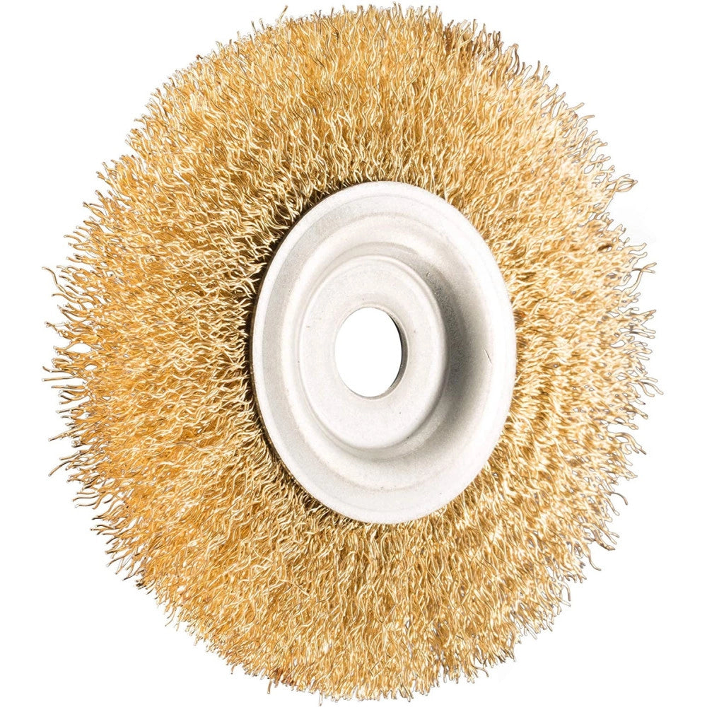 Trade Shop - Spazzola Circolare 6'' Disco Fili Acciaio 150mm Per Smerigliatrice Mola Da Banco -