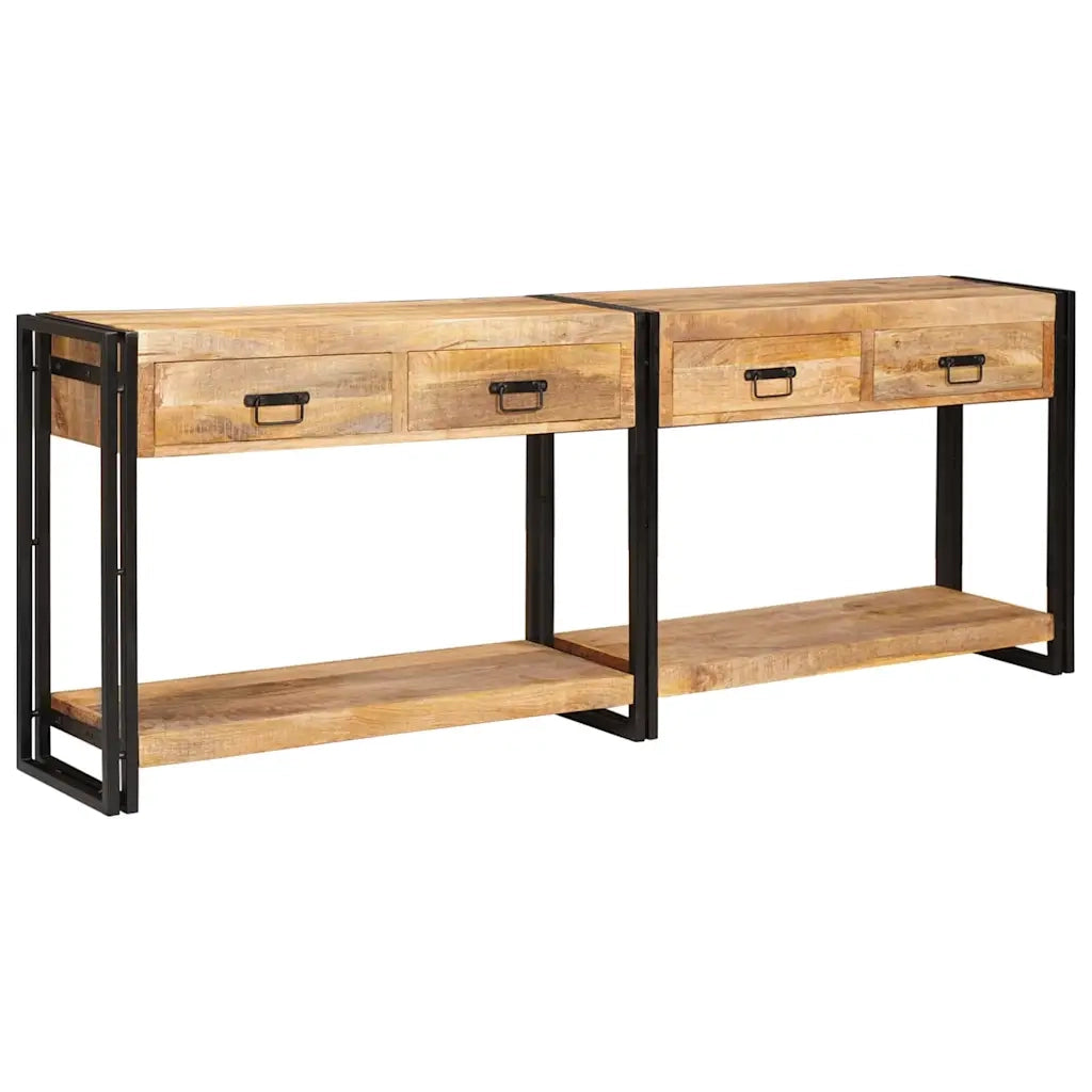 vidaXL Tavolo consolle 2 pcs Marrone Legno massello di mango ruvido
