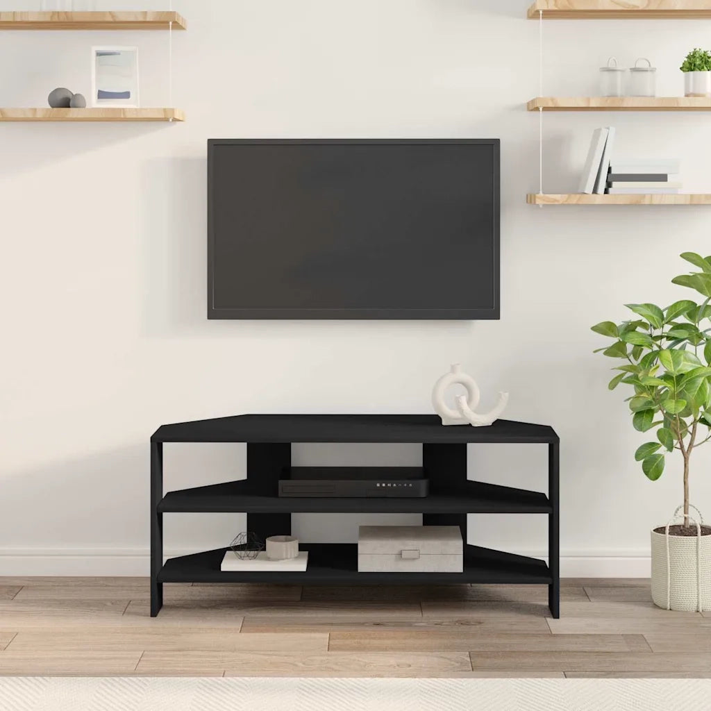 MobileTVAngolare Nero 102x40,5x45cm Legno multistrato 889766