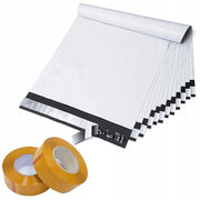 Buste da Spedizione Bianche 500x610mm 100 Pezzi + 2x Nastro Adesivo Giallo Rosfix 48mm x 50m – Alta Resistenza e