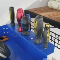 DURHAND Carrello porta attrezzi in acciaio con 3 ripiani su ruote, carico max. 150 kg, 83x35.3x76 cm, Blu