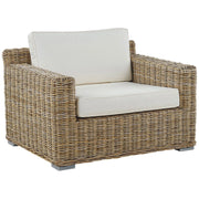 Poltrona da Giardino Sedia da Esterno in Rattan Vimini con Cuscini Bianchi Moderna