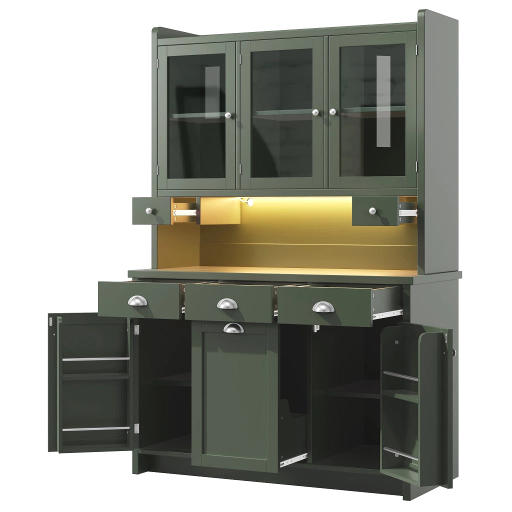 Mobile Cucina con LED e Vetro ¨C MINIMAL ¨C Verde, 180x120 cm, 3 Ante