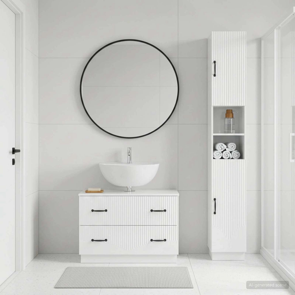 Set di Armadi da Bagno da 2 Pezzi HOORN Bianco Lucido 3417553