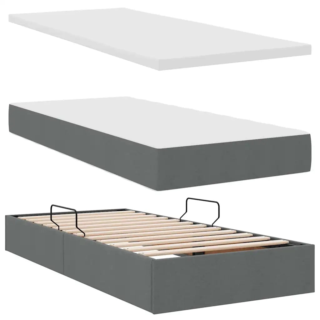Letto con contenitore e LED Grigio scuro 90 x 200 cm Tessuto 3371119
