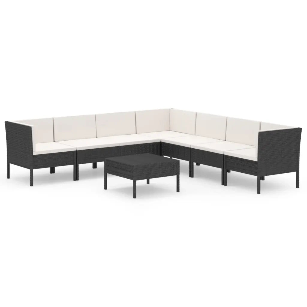 Set Divani da Giardino 8 pz con Cuscini in Polyrattan Nero cod mxl 38391