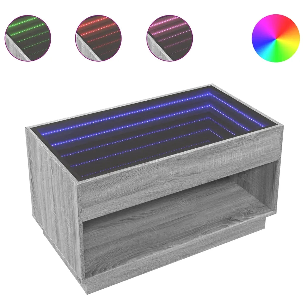 Tavolino da Salotto con LED Infinity Rovere Sonoma 90x50x50 cm 847670