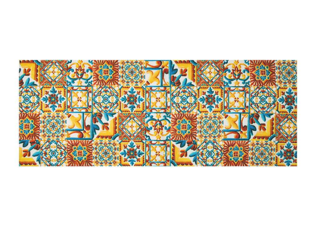 Tappeto Cucina Antiscivolo Stampa Digitale Emozioni Fantasie Maiolica Marina - 58x280 - Deruta