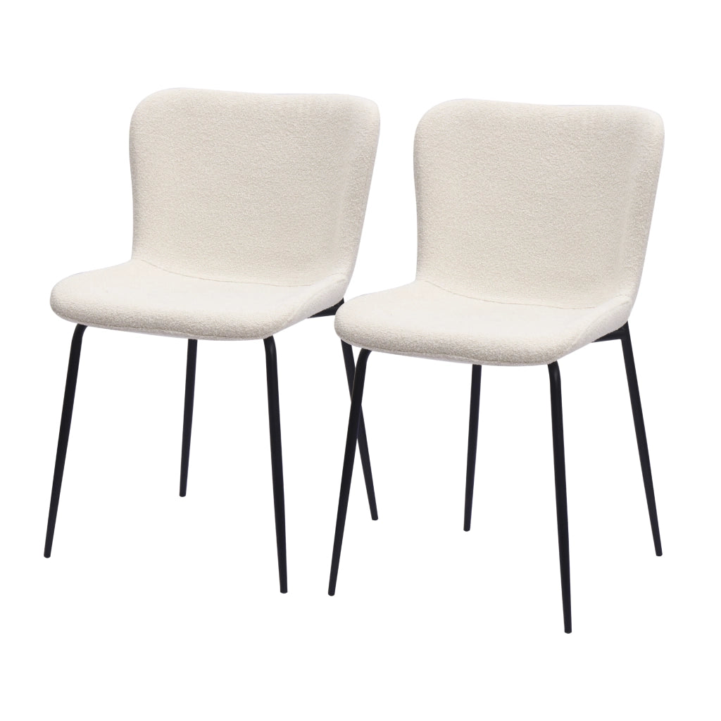 SEDIA Schienale alto rotondo Set da 2 pezzi Tessuto Bianco Metallo